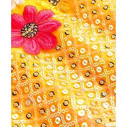 Babyhug Woven Frill Sleeves Net Floral Embroidered Kurti Palazzo & Dupatta Set - Yellow