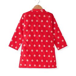 Babyhug Woven Full Sleeves Foil Printed Kurta Pyjama Set - Red
