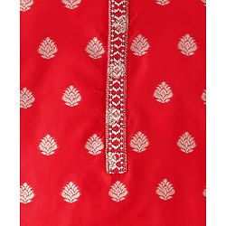 Babyhug Woven Full Sleeves Foil Printed Kurta Pyjama Set - Red
