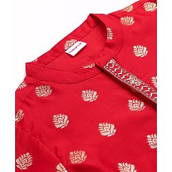 Babyhug Woven Full Sleeves Foil Printed Kurta Pyjama Set - Red