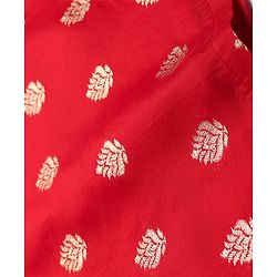 Babyhug Woven Full Sleeves Foil Printed Kurta Pyjama Set - Red
