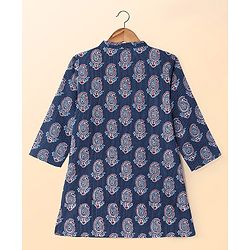 Babyhug Cambric Woven Full Sleeves Printed Kurta Pyjama Set - Blue