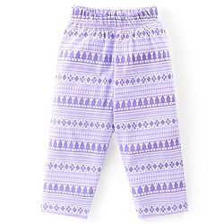 Babyhug Cotton Knit Full Sleeves Night Suit With Bear Print -Lavender