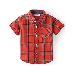 Babyhug Cotton Woven Half Sleeves Check Shirt - Red