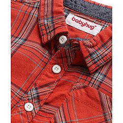 Babyhug Cotton Woven Half Sleeves Check Shirt - Red