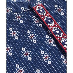 Babyhug Cambric Woven Full Sleeves Floral Printed Kurta Dhoti Set - Indigo