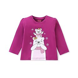Babyhug Cotton Knit Full Sleeves Night Suit with Snow Bear & Flakes Print - Purple