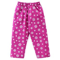 Babyhug Cotton Knit Full Sleeves Night Suit with Snow Bear & Flakes Print - Purple