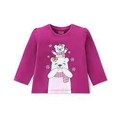 Babyhug Cotton Knit Full Sleeves Night Suit with Snow Bear & Flakes Print - Purple