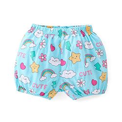 Babyhug 100% Cotton Knit Bloomers Polka Dots & Floral Print Pack of 3 - Pink Yellow & Blue