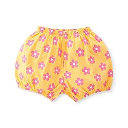 Babyhug 100% Cotton Knit Bloomers Polka Dots & Floral Print Pack of 3 - Pink Yellow & Blue