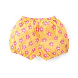 Babyhug 100% Cotton Knit Bloomers Polka Dots & Floral Print Pack of 3 - Pink Yellow & Blue