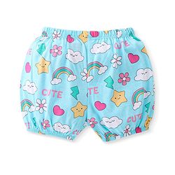 Babyhug 100% Cotton Knit Bloomers Polka Dots & Floral Print Pack of 3 - Pink Yellow & Blue