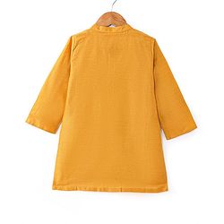 Babyhug Woven Full Sleeves Solid Colour Kurta Pyjama Set with Sequined Embroidered Nehru  Jacket - Mustard