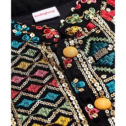 Babyhug Woven Full Sleeves Solid Colour Kurta Pyjama Set with Sequined Embroidered Nehru  Jacket - Mustard
