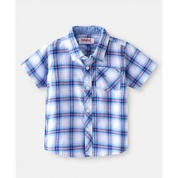 Babyhug Cotton Woven Half Sleeves Regular Collar Checkered Shirt - Blue
