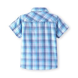 Babyhug Cotton Woven Half Sleeves Regular Collar Checkered Shirt - Blue