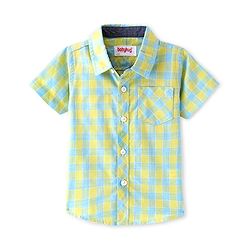 Babyhug Cotton Woven Half Sleeves Regular Collar Checkered Shirt - Yellow