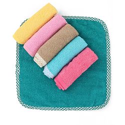 Babyhug Cotton Knit Solid Colour Wash cloths Pack of 6 - Multicolour