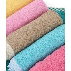 Babyhug Cotton Knit Solid Colour Wash cloths Pack of 6 - Multicolour