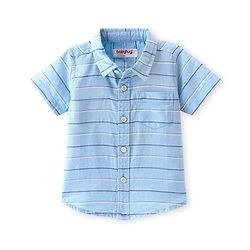 Babyhug Cotton Woven Half Sleeves Regular Collar Striped Shirt - Blue