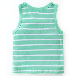Babyhug 100 % Cotton Knit Sleeveless Sandos with Striped & Animal Print  Pack of 3- Blue & Green