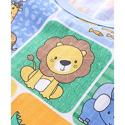 Babyhug 100 % Cotton Knit Sleeveless Sandos with Striped & Animal Print  Pack of 3- Blue & Green