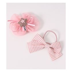 Babyhug Free Size Hair Accessories Combo Set With Bow & Floral Applique - Pink