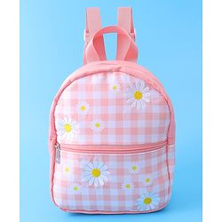 Babyhug Checkered Fashion Backpack - Light Peach