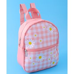 Babyhug Checkered Fashion Backpack - Light Peach