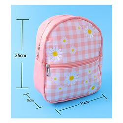 Babyhug Checkered Fashion Backpack - Light Peach