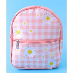 Babyhug Checkered Fashion Backpack - Light Peach