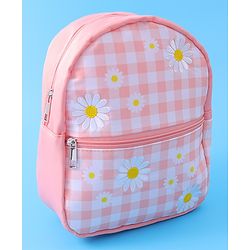 Babyhug Checkered Fashion Backpack - Light Peach