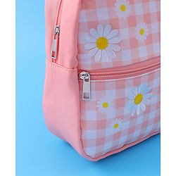 Babyhug Checkered Fashion Backpack - Light Peach