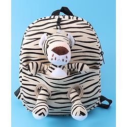 Babyhug Tiger Applique Fashion Backpack - Grey