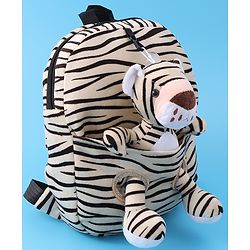 Babyhug Tiger Applique Fashion Backpack - Grey