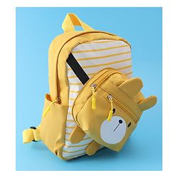 Babyhug Teddy Bear Applique Fashion Backpack - Yellow