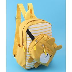 Babyhug Teddy Bear Applique Fashion Backpack - Yellow
