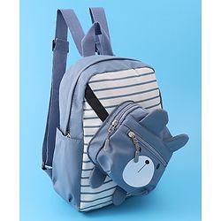 Babyhug Teddy Bear Applique Fashion Backpack - Blue