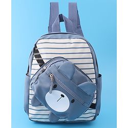Babyhug Teddy Bear Applique Fashion Backpack - Blue