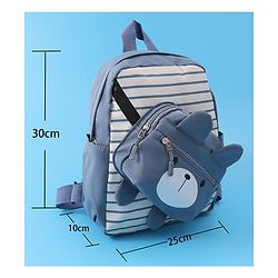 Babyhug Teddy Bear Applique Fashion Backpack - Blue