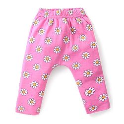 Babyhug Interlock Cotton Knit Full Length Diaper Leggings with Floral & Polka Dots Print Pack of 3 - Multicolour