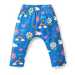 Babyhug Interlock Cotton Knit Full Length Diaper Leggings with Floral & Polka Dots Print Pack of 3 - Multicolour