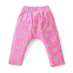 Babyhug Interlock Cotton Knit Full Length Diaper Leggings with Floral & Polka Dots Print Pack of 3 - Multicolour