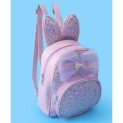 Babyhug Bow Applique  Fashion Backpack with Sequin Detailing  - Purple