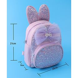 Babyhug Bow Applique  Fashion Backpack with Sequin Detailing  - Purple