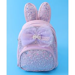 Babyhug Bow Applique  Fashion Backpack with Sequin Detailing  - Purple