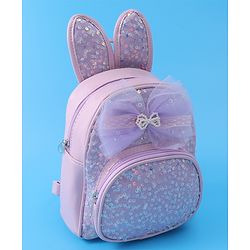 Babyhug Bow Applique  Fashion Backpack with Sequin Detailing  - Purple