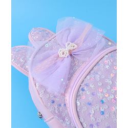 Babyhug Bow Applique  Fashion Backpack with Sequin Detailing  - Purple