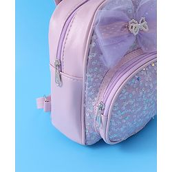 Babyhug Bow Applique  Fashion Backpack with Sequin Detailing  - Purple